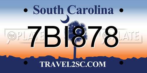 7BI878 South Carolina License Plate