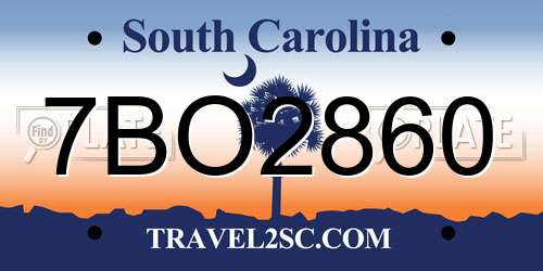 7BO2860 South Carolina License Plate