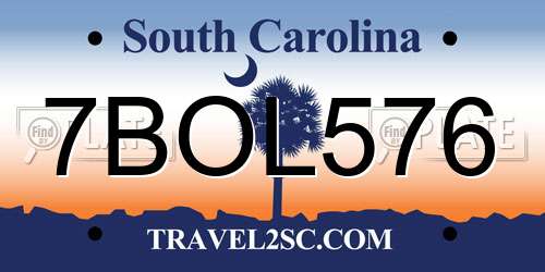 7BOL576 South Carolina License Plate