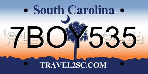 7BOY535 South Carolina License Plate