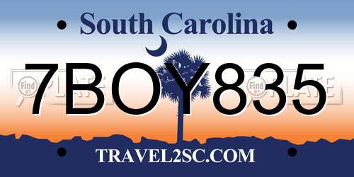 7BOY835 South Carolina License Plate