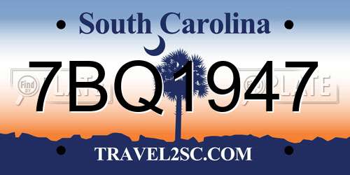 7BQ1947 South Carolina License Plate