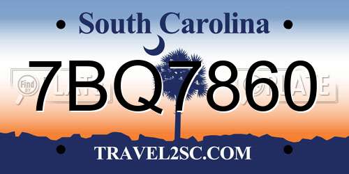 7BQ7860 South Carolina License Plate