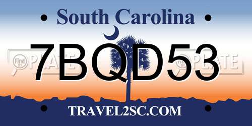 7BQD53 South Carolina License Plate