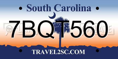 7BQT560 South Carolina License Plate