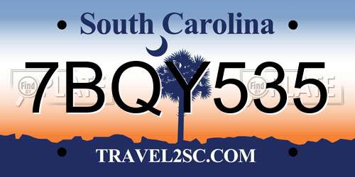 7BQY535 South Carolina License Plate
