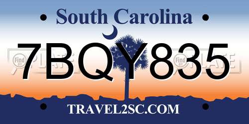 7BQY835 South Carolina License Plate