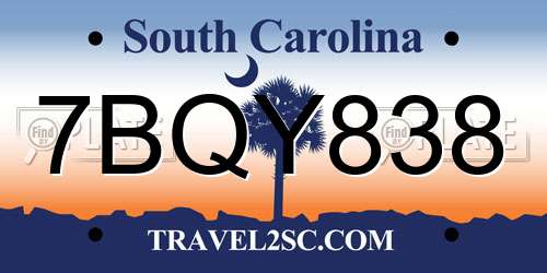 7BQY838 South Carolina License Plate