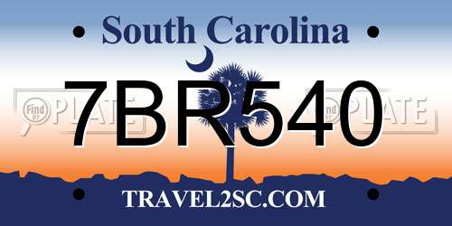 7BR540 South Carolina License Plate