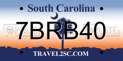 7BRB40 South Carolina License Plate