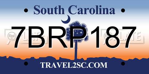 7BRP187 South Carolina License Plate