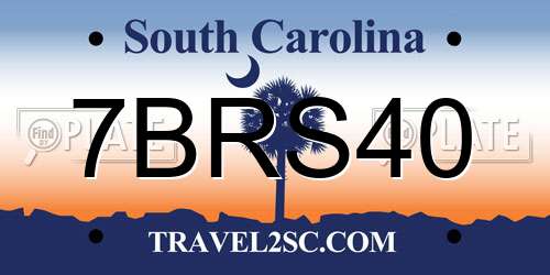 7BRS40 South Carolina License Plate
