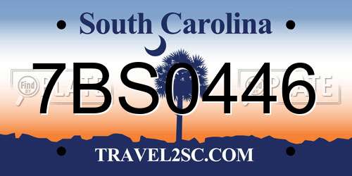 7BS0446 South Carolina License Plate
