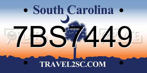 7BS7449 South Carolina License Plate
