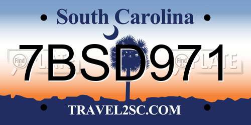7BSD971 South Carolina License Plate