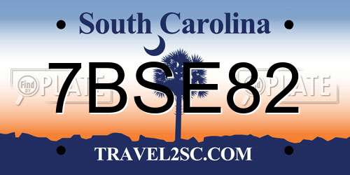 7BSE82 South Carolina License Plate