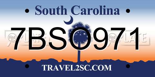 7BSO971 South Carolina License Plate
