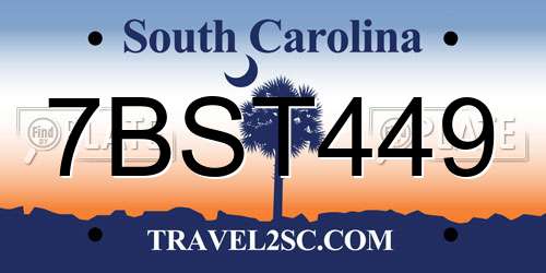 7BST449 South Carolina License Plate
