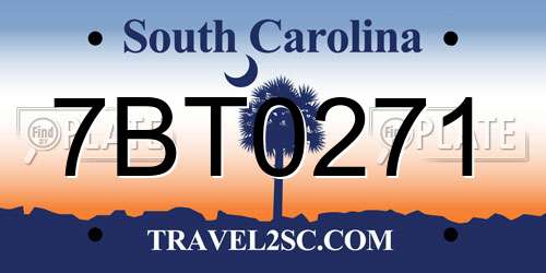 7BT0271 South Carolina License Plate