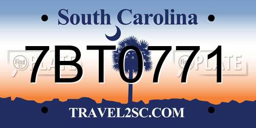 7BT0771 South Carolina License Plate