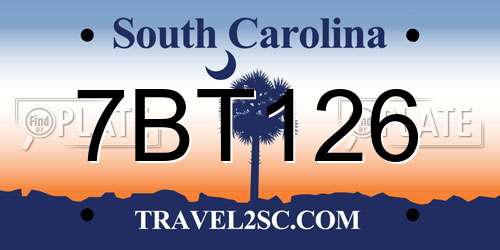 7BT126 South Carolina License Plate