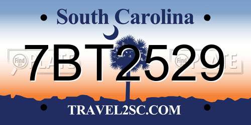 7BT2529 South Carolina License Plate