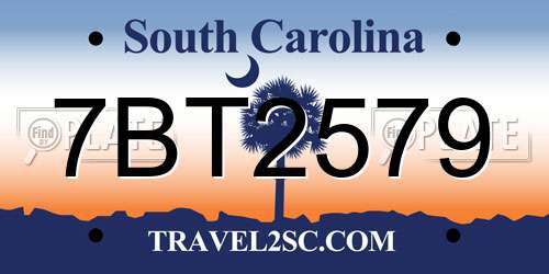 7BT2579 South Carolina License Plate