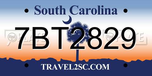7BT2829 South Carolina License Plate