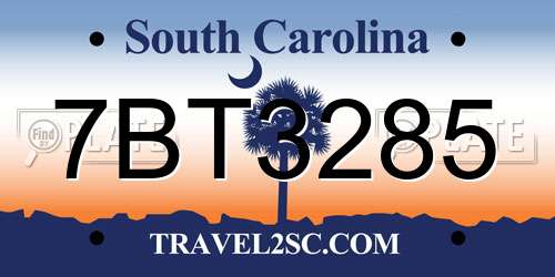 7BT3285 South Carolina License Plate