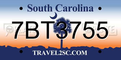 7BT3755 South Carolina License Plate