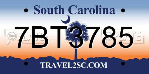 7BT3785 South Carolina License Plate