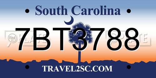 7BT3788 South Carolina License Plate