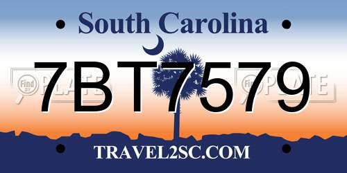 7BT7579 South Carolina License Plate