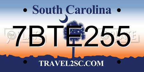 7BTE255 South Carolina License Plate