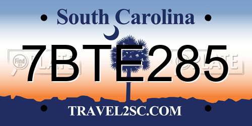 7BTE285 South Carolina License Plate