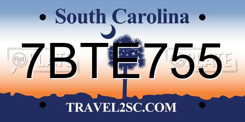 7BTE755 South Carolina License Plate