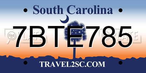 7BTE785 South Carolina License Plate