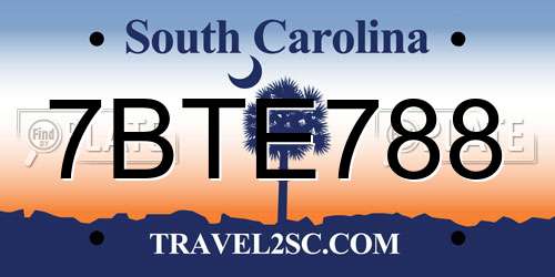 7BTE788 South Carolina License Plate