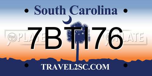 7BTI76 South Carolina License Plate