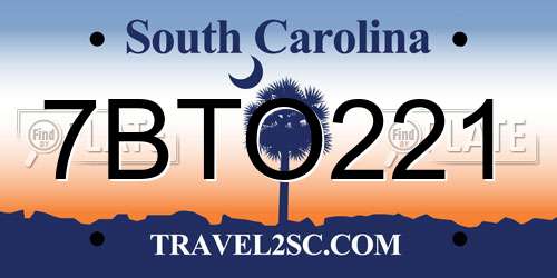 7BTO221 South Carolina License Plate