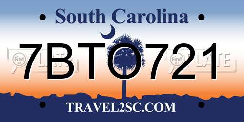 7BTO721 South Carolina License Plate