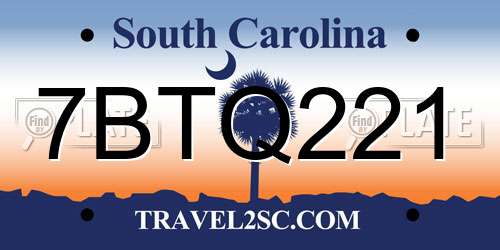 7BTQ221 South Carolina License Plate