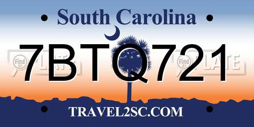 7BTQ721 South Carolina License Plate