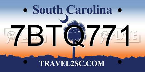 7BTQ771 South Carolina License Plate