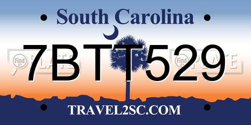 7BTT529 South Carolina License Plate