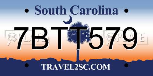 7BTT579 South Carolina License Plate