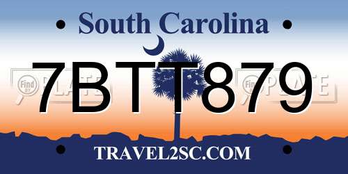 7BTT879 South Carolina License Plate