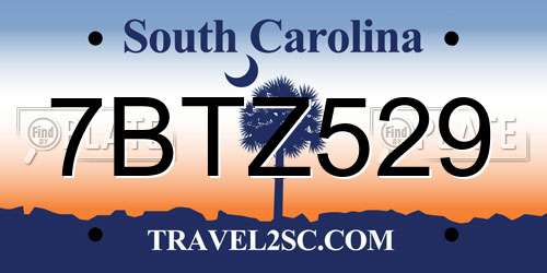 7BTZ529 South Carolina License Plate
