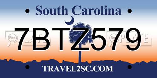 7BTZ579 South Carolina License Plate
