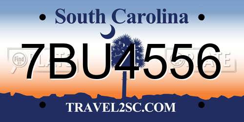 7BU4556 South Carolina License Plate